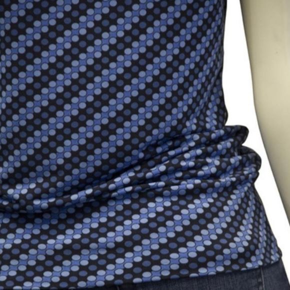 MICHAEL Michael Kors -- The Floaters Blue Fitted Cowl Neck Sleeveless Blouse - Picture 3 of 8